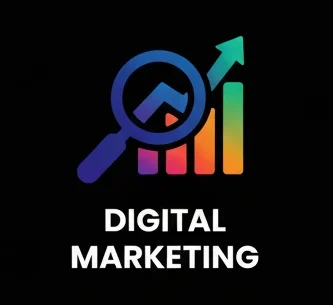 Digital marketing services logo for SEO, social media marketing, and online brand growth